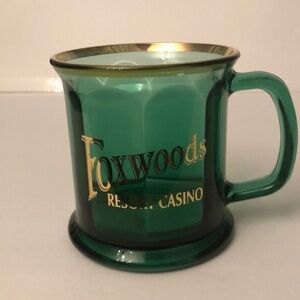 Foxwoods Resort Casino Green Glass Coffee Mug